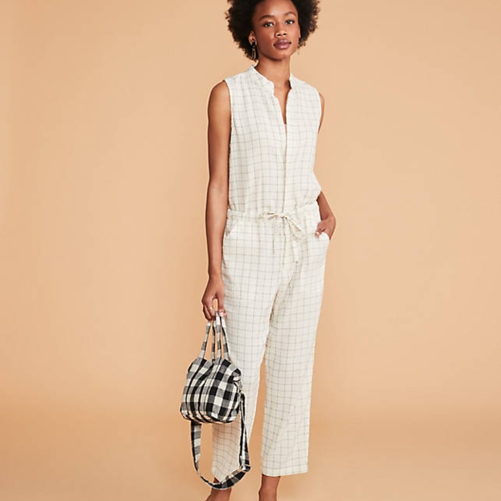 Lou & Grey - Crinkle Plaid Jumpsuit